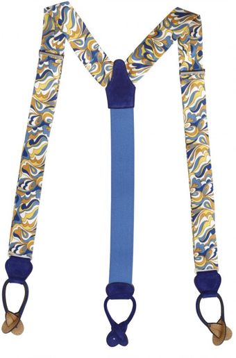 Manuel Vanni Printed Silk and Leather Suspenders - Lyst