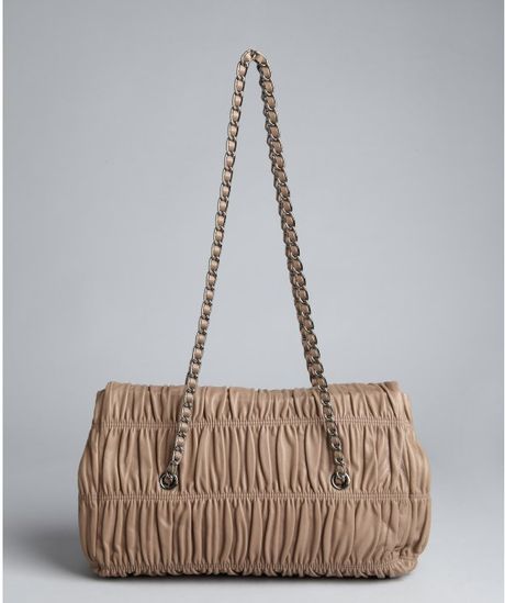 Prada Juta Gaufre Pleated Leather Chain Strap Shoulder Bag in Beige (brown) | Lyst
