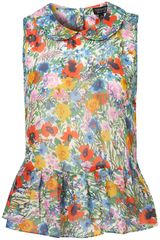 Topshop Poppy Print Sleeveless Peplum