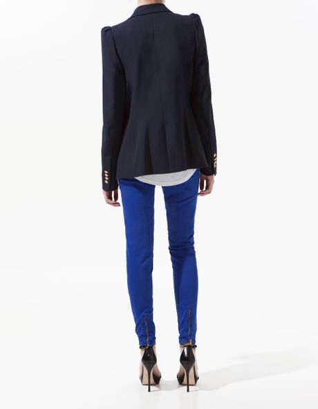 Zara Blazer With Shoulder Detailing in Black (navy)