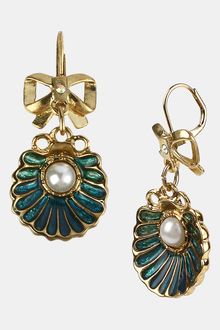 Betsey Johnson Sea Excursion Oyster Drop Earrings - Lyst