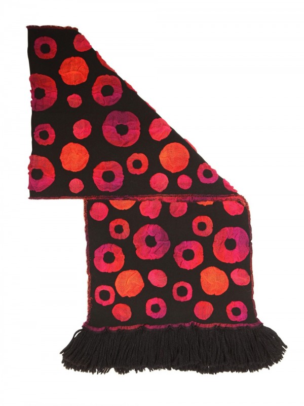 womens black multicolor wool crepe effect scarf