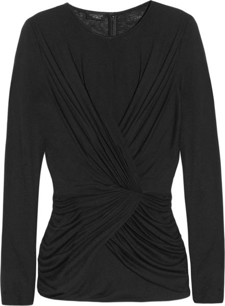 Giambattista Valli Asymmetric Ruched Stretchjersey Top in Black - Lyst