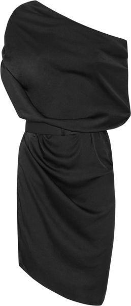 Halston Heritage Oneshoulder Satin Dress in Black - Lyst
