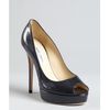 Jimmy Choo Navy Patent Leather Crown Peep Toe Platform Pumps in Black (navy) - Lyst