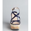 Prada Royal Blue Patent Leather Striped Wedge Sandals in Blue - Lyst