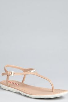 Prada Prada Sport Nude Patent Leather Thong Sandals - Lyst