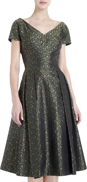 Barbara Tfank Floral Jacquard Dress in Green (floral) - Lyst