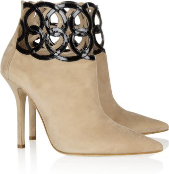 Oscar de la Renta Primavera Cutoutcuff Suede Ankle Boots - Lyst