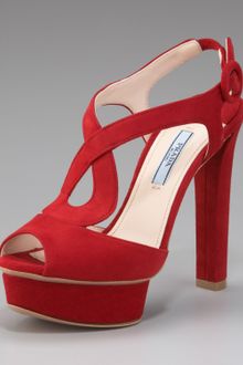Prada Suede Geometric Platform Sandal - Lyst