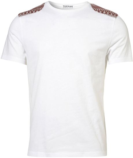 Topman White Pattern Patches Crew Tee in White for Men - Lyst