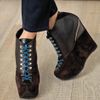 Yves Saint Laurent Ariane Wedge Boots in Black (brown) - Lyst