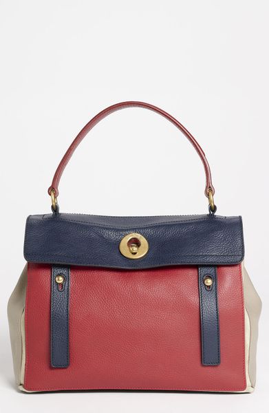 Yves Saint Laurent Muse Two Leather Suede Satchel in Blue (poppy/ pacific) - Lyst