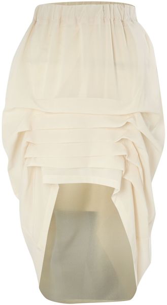Cutie Cutie Dipped Hem Skirt in Beige (cream) - Lyst