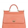 Dolce & Gabbana Miss Sicily Saffiano Leather Top Handle in Pink - Lyst