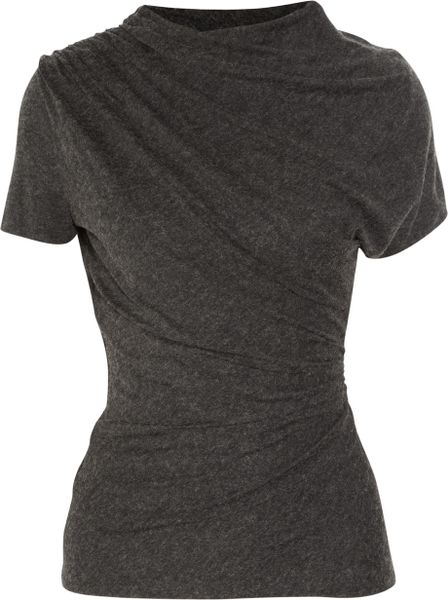 Giambattista Valli Ruched Jersey Top in Gray - Lyst