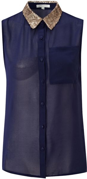 Glamorous Chiffon Shirt with Contrast Collar - Lyst