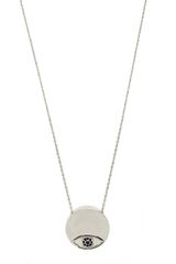 House Of Harlow Large Evil Eye Disc Necklace With Pave