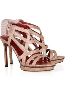 Lanvin Grosgraintie Snake embossed Leather Sandals - Lyst