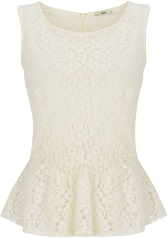 Oasis Lace Peplum Shell Top - Lyst