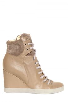 See By Chloé 80mm Leather Sneaker Laced Wedges - Lyst