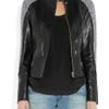 Versace Houndstooth Paneled Leather Jacket in Blue (black) - Lyst