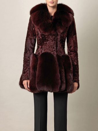 Alexander McQueen Astrakhan and Fox Fur Coat - Lyst