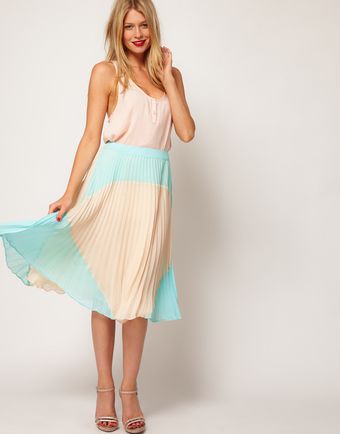 Asos Pleated Skirt in Colourblock - Lyst