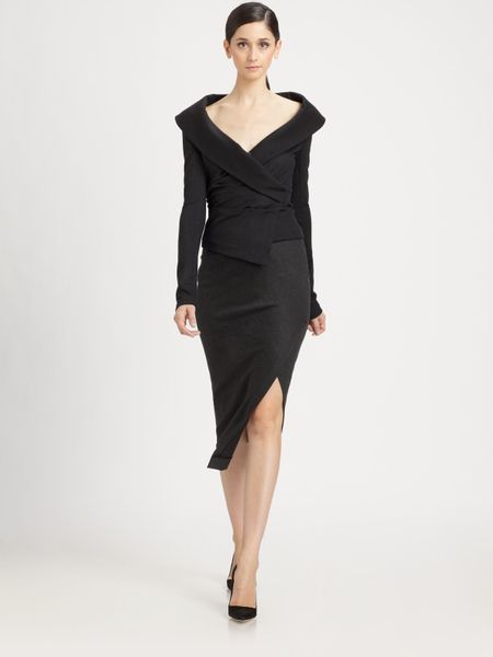 Donna Karan New York Wool Wrap Jacket in Black (anthracite) - Lyst
