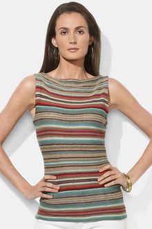 Lauren by Ralph Lauren Stripe Boatneck Sweater - Lyst