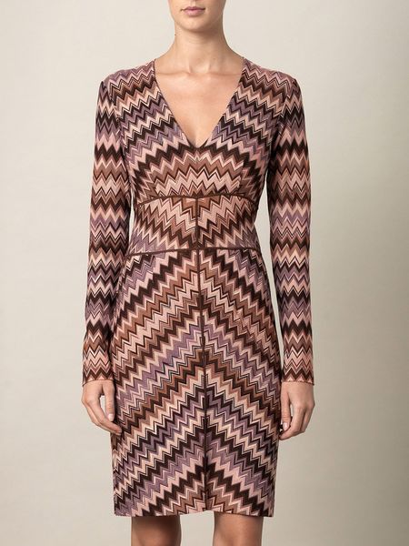 Missoni Capsule Zigzag Dress in Brown (pink) - Lyst