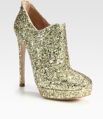 Miu Miu Glittercoated Platform Ankle Boots - Lyst