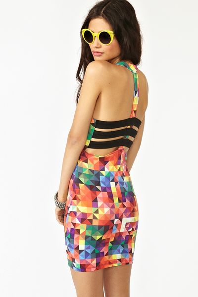 Nasty Gal Robyn Caged Dress Kaleidoscope in Brown (rum) - Lyst
