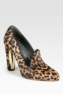 Stuart Weitzman Leopard Print Calf Hair Metal Heel Platform Pumps - Lyst