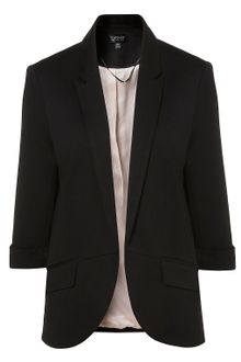Topshop Ponte Rolled Sleeve Blazer - Lyst