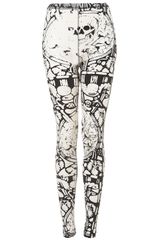 Topshop Skull Print Burn Out Leggings