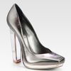 Yves Saint Laurent Metallic Leather Mirror Heel Platform Pumps in Silver (anthracite) - Lyst