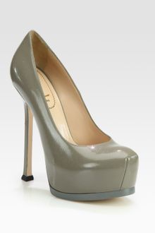 Yves Saint Laurent Embossed Leather Platform Pumps - Lyst