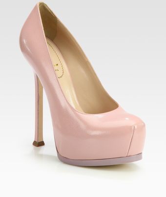 Yves Saint Laurent Embossed Leather Platform Pumps - Lyst