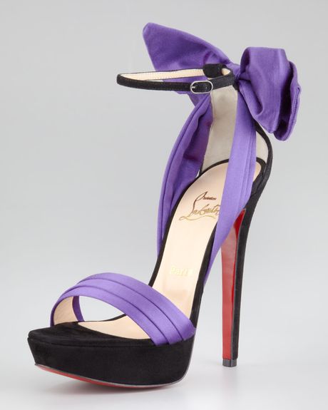 Christian Louboutin Vampanodo Satin Bow Sandal in Purple (black purple) - Lyst