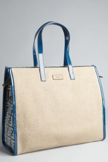 Fendi  Jute Patent Trimmed Shopper Tote - Lyst