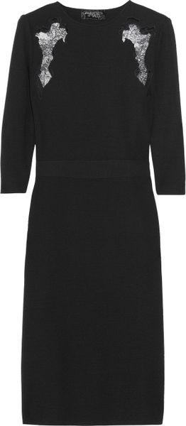 Giambattista Valli Lacetrimmed Wool Dress in Black - Lyst
