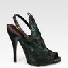Gucci Jane Feather And Suede Slingback Pumps in Black - Lyst