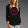 Markus Lupfer Intarsia Smacker Lip Jumper in Black (black & beetroot) - Lyst