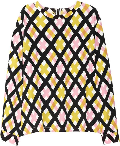Marni Aviary Print Crepe Top in Multicolor (pink) - Lyst