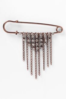 Natasha Couture Burnished Safety Pin Brooch - Lyst