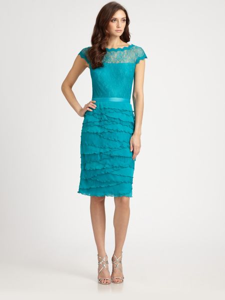 Tadashi Shoji Tiered Dress in Blue - Lyst