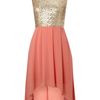 Tfnc Sequin Sarah High Low Dress in Pink (coral) - Lyst