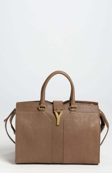 Yves Saint Laurent Cabas Chyc Mini Leather Satchel in Beige (dove beige) - Lyst