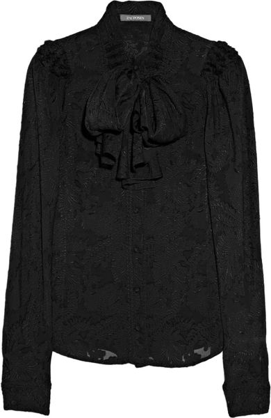 Zac Posen Silk Fil Coupé Blouse in Black - Lyst